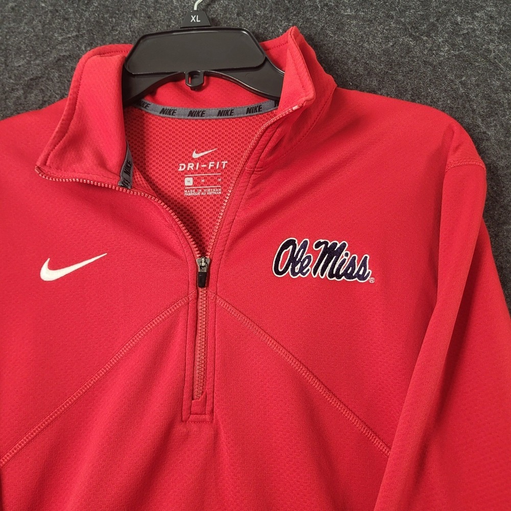 Nike Dri-FIT Ole Miss Rebels Mens Medium Red Quarter Zip Pullover Jacket